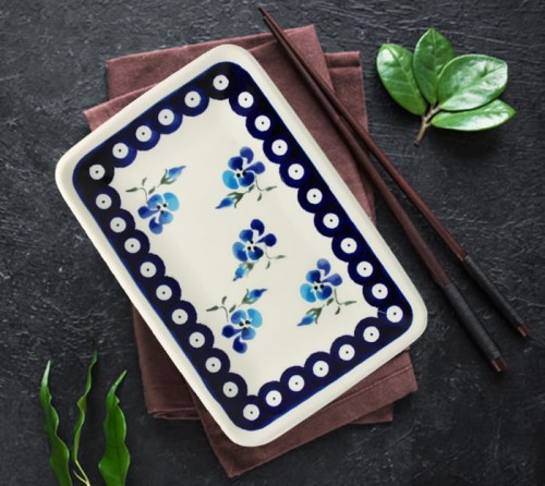 Talerz- Tacka do sushi 12,2x18,3 cm GU2021DEK890 Ceramika Bolesławiec