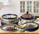 Dinner set for 4 DEK149Art Bolesławiec Pottery