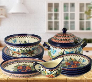 Dinner set for 4 DEK149Art Bolesławiec Pottery