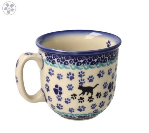 Mug Ola V 0,25 L Black Cat Bolesławiec Pottery Galia