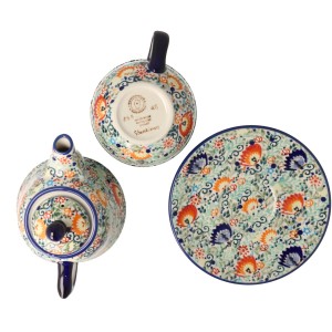 ZESTAW DO PARZENIA HERBATY, CZAJNIK 0,42L + FILIŻANKA 0,33L + SPODEK GP25 MANUFAKTURA