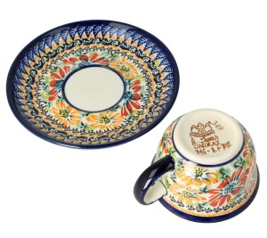 Filiżanka i spodek Ø 10,2/14,2 cm V 0,11 L Bolesławiec GU716DEK312ART