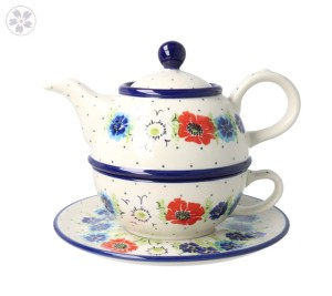 Czajnik z filiżanką Ceramika Artystyczna Bolesławiec V 0,6 L C01 DEK2510X