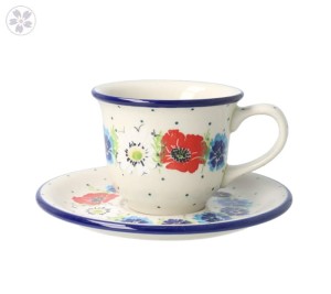 Filiżanka i spodek Ceramika Artystyczna Bolesławiec do herbaty V 0,18 L F770K dek2510X