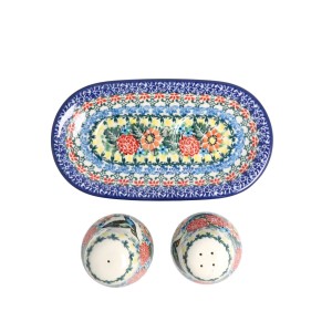 Solniczka i pieprzniczka Ceramika Artystyczna Bolesławiec komplet S131 dekU3357