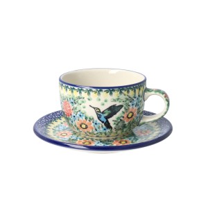 Filiżanka i spodek Ceramika Artystyczna Bolesławiec do kawy V 0,2 L F768K dekU3357