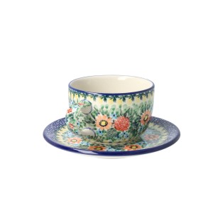 Filiżanka i spodek Ceramika Artystyczna Bolesławiec do kawy V 0,2 L F768K dekU3357