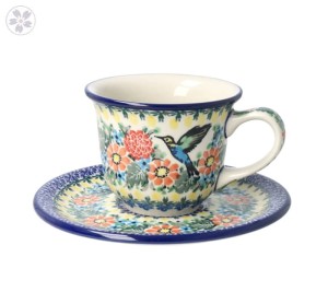 Filiżanka i spodek Ceramika Artystyczna Bolesławiec do herbaty V 0,18 L F770K dekU3357