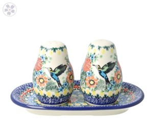 Solniczka i pieprzniczka Ceramika Artystyczna Bolesławiec komplet S131 dekU3357