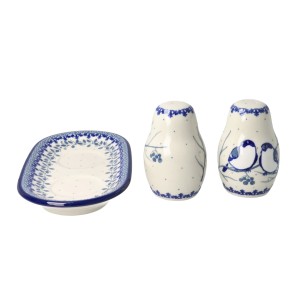 Solniczka i pieprzniczka Ceramika Artystyczna Bolesławiec komplet S131 dekU4830