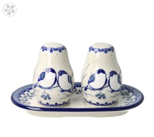 Solniczka i pieprzniczka Ceramika Artystyczna Bolesławiec komplet S131 dekU4830