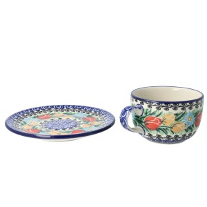 Filiżanka i spodek Ceramika Artystyczna Bolesławiec do kawy V 0,2 L F768K dekU4475