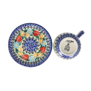 Filiżanka i spodek Ceramika Artystyczna Bolesławiec do kawy V 0,2 L F768K dekU4475