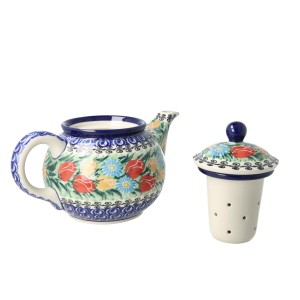 Czajnik Ceramika Artystyczna Bolesławiec do herbaty Sitko V 0,9 L E22 dekU4475