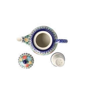 Czajnik Ceramika Artystyczna Bolesławiec do herbaty Sitko V 0,9 L E22 dekU4475