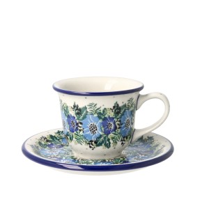 Filiżanka i spodek Ceramika Artystyczna Bolesławiec do herbaty V 0,18 L F770K dek2839X