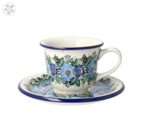 Filiżanka i spodek Ceramika Artystyczna Bolesławiec do herbaty V 0,18 L F770K dek2839X