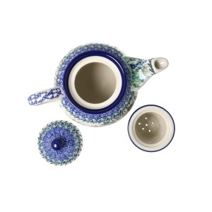 Czajnik Ceramika Artystyczna Bolesławiec do herbaty Sitko V 0,9 L E22 dekU5076