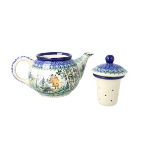 Czajnik Ceramika Artystyczna Bolesławiec do herbaty Sitko V 0,9 L E22 dekU5076