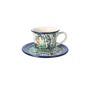 Filiżanka i spodek Ceramika Artystyczna Bolesławiec do herbaty V 0,18 L F770K dekU5076