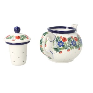 Czajnik Ceramika Artystyczna Bolesławiec do herbaty Sitko V 0,9 L E22 dek1535X