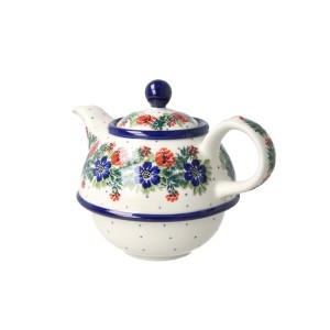 Czajnik z filiżanką Ceramika Artystyczna Bolesławiec V 0,6 L C01 DEK1535X