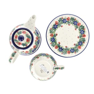 Czajnik z filiżanką Ceramika Artystyczna Bolesławiec V 0,6 L C01 DEK1535X