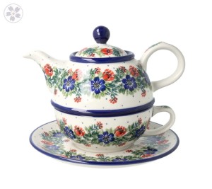 Czajnik z filiżanką Ceramika Artystyczna Bolesławiec V 0,6 L C01 DEK1535X