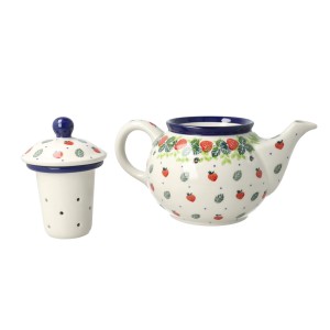 Czajnik Ceramika Artystyczna Bolesławiec do herbaty Sitko V 0,9 L E22 dek2709X