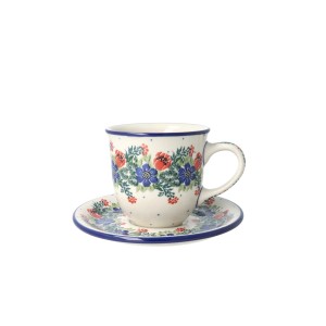 Filiżanka i spodek Ceramika Artystyczna Bolesławiec V 0,2 L B66 dek1535X