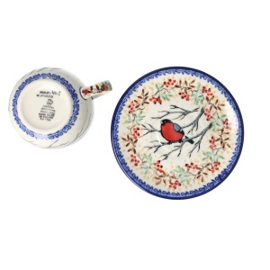 Filiżanka i spodek Ceramika Artystyczna Bolesławiec do kawy V 0,2 L F768K dekU4908