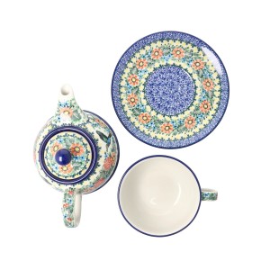 Czajnik z filiżanką Ceramika Artystyczna Bolesławiec V 0,6 L C01 DEKU3357