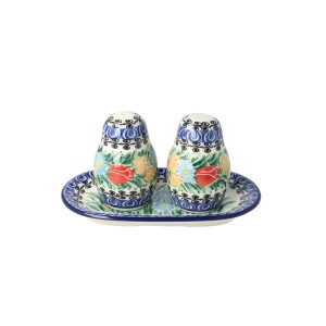 Solniczka i pieprzniczka Ceramika Artystyczna Bolesławiec komplet S131 dekU4475