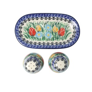 Solniczka i pieprzniczka Ceramika Artystyczna Bolesławiec komplet S131 dekU4475