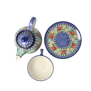 Czajnik z filiżanką Ceramika Artystyczna Bolesławiec V 0,6 L C01 DEKU4475