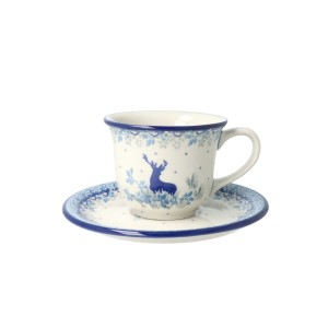 Filiżanka i spodek Ceramika Artystyczna Bolesławiec do herbaty V 0,18 L F770K dek2858X