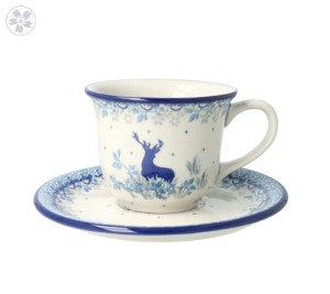 Filiżanka i spodek Ceramika Artystyczna Bolesławiec do herbaty V 0,18 L F770K dek2858X