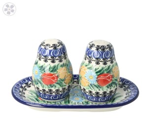 Solniczka i pieprzniczka Ceramika Artystyczna Bolesławiec komplet S131 dekU4475
