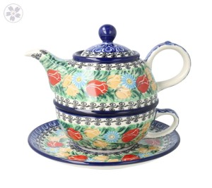 Czajnik z filiżanką Ceramika Artystyczna Bolesławiec V 0,6 L C01 DEKU4475