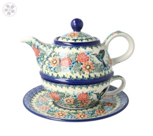 Czajnik z filiżanką Ceramika Artystyczna Bolesławiec V 0,6 L C01 DEKU3357