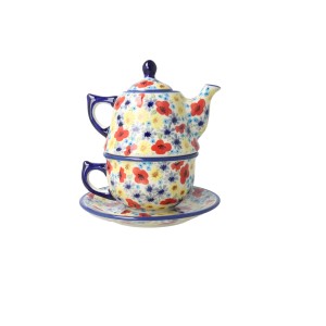 ZESTAW DO PARZENIA HERBATY, CZAJNIK 0,42L + FILIŻANKA 0,33L + SPODEK AS62 MANUFAKTURA