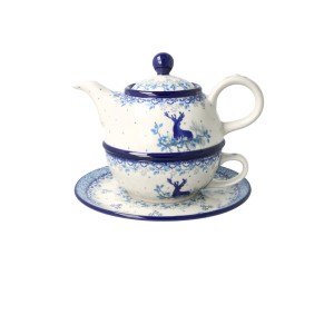 Czajnik z filiżanką Ceramika Artystyczna Bolesławiec V 0,6 L C01 DEK2858X