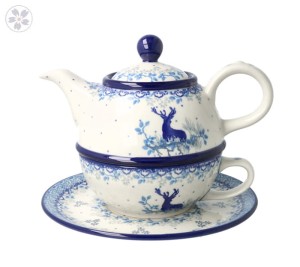 Czajnik z filiżanką Ceramika Artystyczna Bolesławiec V 0,6 L C01 DEK2858X