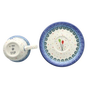 Filiżanka i spodek Ceramika Artystyczna Bolesławiec do herbaty V 0,18 L F770K dek3328X