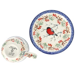 Filiżanka i spodek Ceramika Artystyczna Bolesławiec V 0,2 L B66 dekU4908