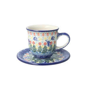 Filiżanka i spodek Ceramika Artystyczna Bolesławiec V 0,2 L B66 dekU4173