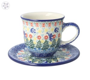 Filiżanka i spodek Ceramika Artystyczna Bolesławiec V 0,2 L B66 dekU4173