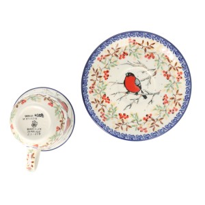 Filiżanka i spodek Ceramika Artystyczna Bolesławiec do herbaty V 0,18 L F770K dekU4908