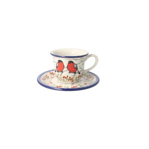 Filiżanka i spodek Ceramika Artystyczna Bolesławiec do herbaty V 0,18 L F770K dekU4908