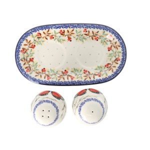 Solniczka i pieprzniczka Ceramika Artystyczna Bolesławiec komplet S131 dekU4908